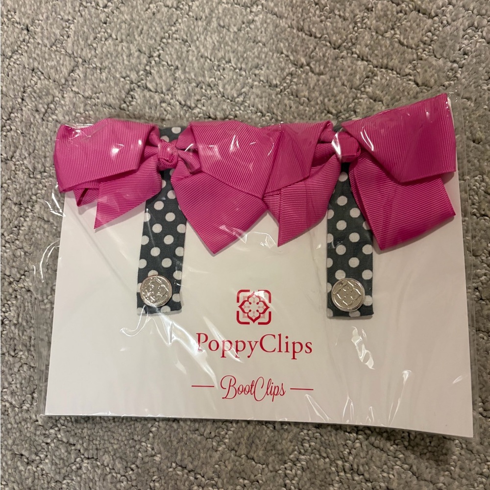 Hot Pink Bow Boot Clips - Set of 2